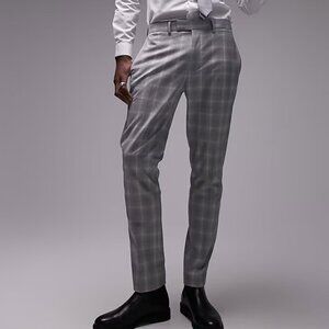 Topman Gray Plaid Slim Fit Dress Pants Size 32R